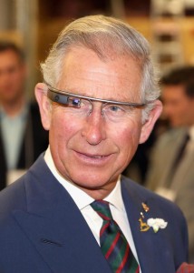 Prince Charles, Prince of Wales, tries on ‘Google Glass’ spectacles as he visits ‘Innovation Alley’ (Picture: Getty)