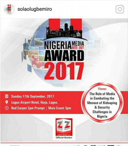 This year’s edition of the Nigeria Media Nite-Out Award, 2017,