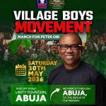 March for Peter Obi earlier rescheduled to Saturday, 30th May 2026